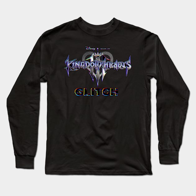 Kingdom Hearts - Logo Glitch Effect Long Sleeve T-Shirt by eugen900000